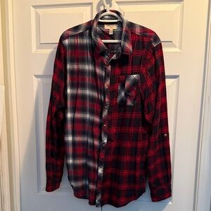 Triple Five Soul Red and Black Plaid Shirt